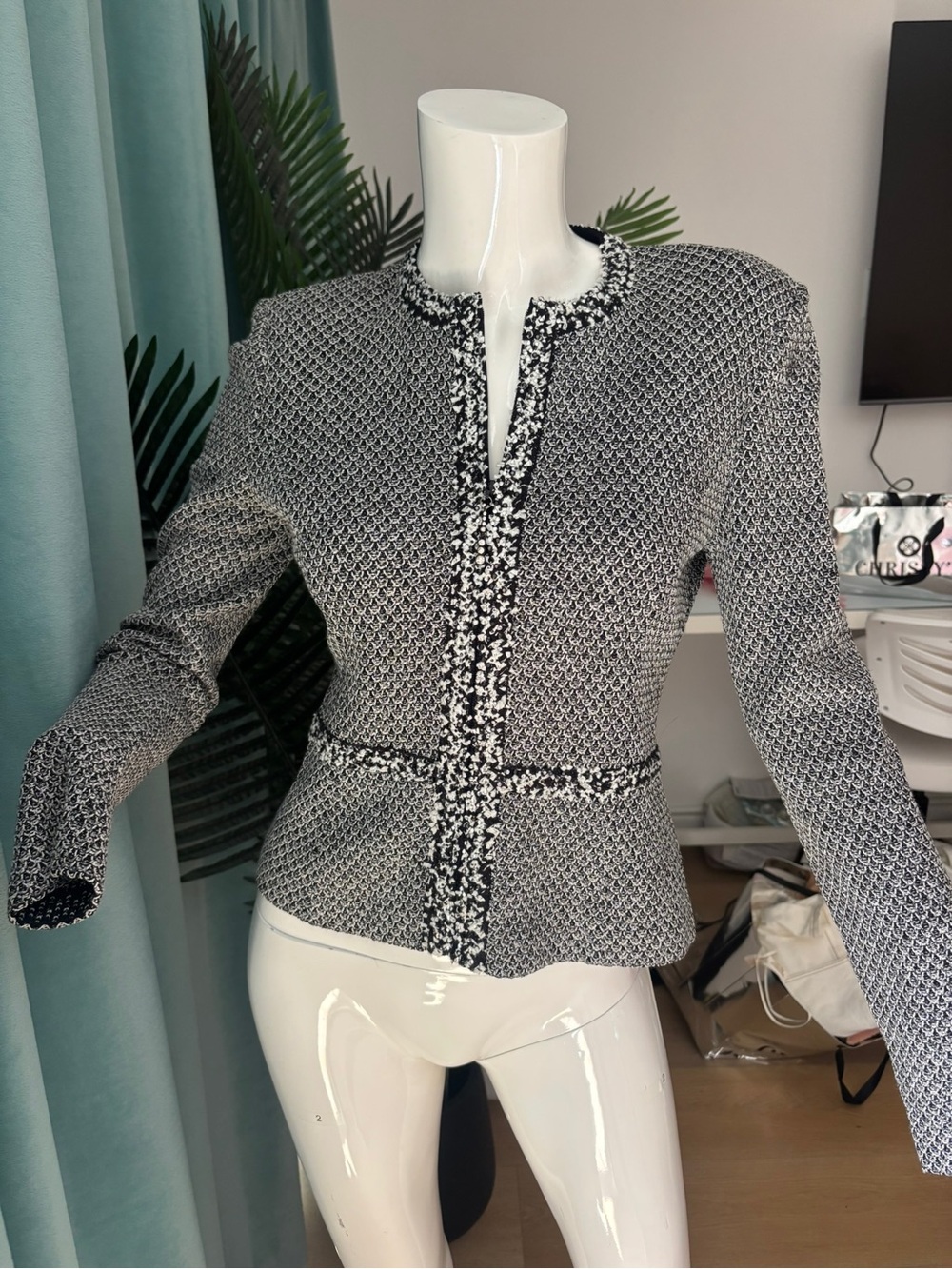 St. John Evening Tweed zip jacket